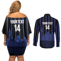 New Zealand Auckland Football Custom Couples Matching Off Shoulder Short Dress and Long Sleeve Button Shirt Go City of Sails Est 2025 LT14 - Polynesian Pride