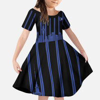 New Zealand Auckland Football Custom Family Matching Off Shoulder Maxi Dress and Hawaiian Shirt Go City of Sails Est 2025 LT14 Daughter's Dress Black - Polynesian Pride