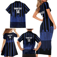 New Zealand Auckland Football Custom Family Matching Short Sleeve Bodycon Dress and Hawaiian Shirt Go City of Sails Est 2025 LT14 - Polynesian Pride