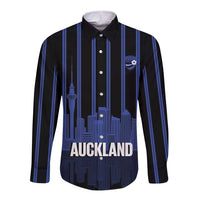 New Zealand Auckland Football Custom Long Sleeve Button Shirt Go City of Sails Est 2025 LT14 Unisex Black - Polynesian Pride