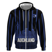 New Zealand Auckland Football Custom Zip Hoodie Go City of Sails Est 2025 LT14 Zip Hoodie Black - Polynesian Pride