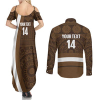 Bula Fiji Football Custom Couples Matching Summer Maxi Dress and Long Sleeve Button Shirt One Vanua One Team Tapa Pattern