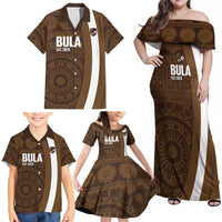 Bula Fiji Football Custom Family Matching Off Shoulder Maxi Dress and Hawaiian Shirt One Vanua One Team Tapa Pattern LT14 - Polynesian Pride