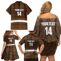 Bula Fiji Football Custom Family Matching Off Shoulder Short Dress and Hawaiian Shirt One Vanua One Team Tapa Pattern LT14 - Polynesian Pride