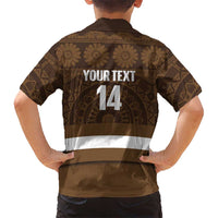 Bula Fiji Football Custom Family Matching Short Sleeve Bodycon Dress and Hawaiian Shirt One Vanua One Team Tapa Pattern LT14 - Polynesian Pride