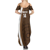 Bula Fiji Football Custom Family Matching Summer Maxi Dress and Hawaiian Shirt One Vanua One Team Tapa Pattern LT14 - Polynesian Pride