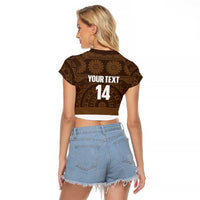 Bula Fiji Football Custom Raglan Cropped T Shirt One Vanua One Team Tapa Pattern