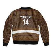 Bula Fiji Football Custom Sleeve Zip Bomber Jacket One Vanua One Team Tapa Pattern