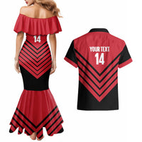 Hekari Papua New Guinea Football Custom Couples Matching Mermaid Dress and Hawaiian Shirt Go PNG Red Army LT14 - Polynesian Pride