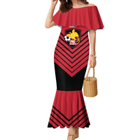 Hekari Papua New Guinea Football Custom Family Matching Mermaid Dress and Hawaiian Shirt Go PNG Red Army LT14 Mom's Dress Red - Polynesian Pride