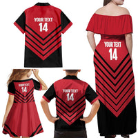 Hekari Papua New Guinea Football Custom Family Matching Off Shoulder Maxi Dress and Hawaiian Shirt Go PNG Red Army LT14 - Polynesian Pride