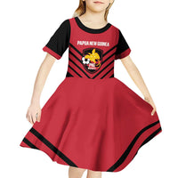 Hekari Papua New Guinea Football Custom Kid Short Sleeve Dress Go PNG Red Army LT14 - Polynesian Pride