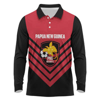 Hekari Papua New Guinea Football Custom Long Sleeve Polo Shirt Go PNG Red Army LT14 Red - Polynesian Pride