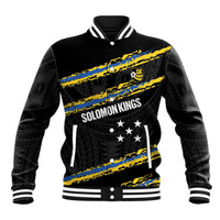 Kings Solomon Islands Football Custom Baseball Jacket Come On Solomons Polynesian Grunge Style