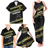 Kings Solomon Islands Football Custom Family Matching Tank Maxi Dress and Hawaiian Shirt Come On Solomons Polynesian Grunge Style LT14 - Polynesian Pride