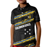 Kings Solomon Islands Football Custom Kid Polo Shirt Come On Solomons Polynesian Grunge Style