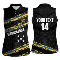 Kings Solomon Islands Football Custom Women Sleeveless Polo Shirt Come On Solomons Polynesian Grunge Style