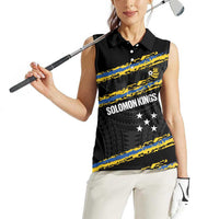 Kings Solomon Islands Football Custom Women Sleeveless Polo Shirt Come On Solomons Polynesian Grunge Style
