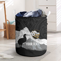 New Zealand South Island Football Custom Laundry Basket Aoraki Mount Cook With Kiwi Maori Pattern
