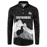 New Zealand South Island Football Custom Button Sweatshirt Aoraki Mount Cook With Kiwi Maori Pattern