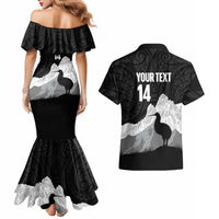 New Zealand South Island Football Custom Couples Matching Mermaid Dress and Hawaiian Shirt Aoraki Mount Cook With Kiwi Maori Pattern LT14 - Polynesian Pride