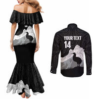 New Zealand South Island Football Custom Couples Matching Mermaid Dress and Long Sleeve Button Shirt Aoraki Mount Cook With Kiwi Maori Pattern LT14 - Polynesian Pride