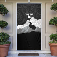 New Zealand South Island Football Custom Door Cover Aoraki Mount Cook With Kiwi Maori Pattern LT14 Black - Polynesian Pride