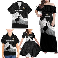 New Zealand South Island Football Custom Family Matching Off Shoulder Maxi Dress and Hawaiian Shirt Aoraki Mount Cook With Kiwi Maori Pattern LT14 - Polynesian Pride