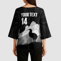 New Zealand South Island Football Custom Kimono Sleeve Blouse Aoraki Mount Cook With Kiwi Maori Pattern