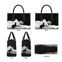New Zealand South Island Football Custom Leather Bag Aoraki Mount Cook With Kiwi Maori Pattern