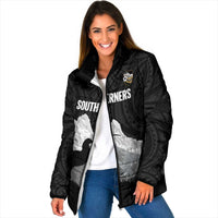 New Zealand South Island Football Custom Padded Jacket Aoraki Mount Cook With Kiwi Maori Pattern