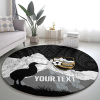 New Zealand South Island Football Custom Round Carpet Aoraki Mount Cook With Kiwi Maori Pattern