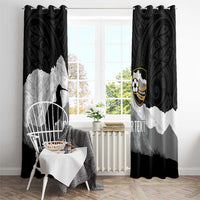 New Zealand South Island Football Custom Window Curtain Aoraki Mount Cook With Kiwi Maori Pattern