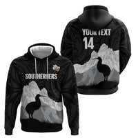 New Zealand South Island Football Custom Zip Hoodie Aoraki Mount Cook With Kiwi Maori Pattern LT14 - Polynesian Pride