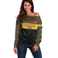 Vanuatu Football Custom Off Shoulder Sweater Go Chiefs Basket-weave Pattern
