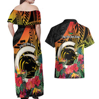 Vanuatu Boar Tusk Yumi Yumi Yumi Couples Matching Off Shoulder Maxi Dress and Hawaiian Shirt Independens Dei Long God Yumi Stanap