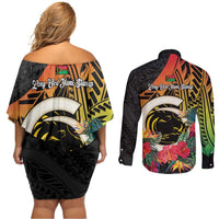 Vanuatu Boar Tusk Yumi Yumi Yumi Couples Matching Off Shoulder Short Dress and Long Sleeve Button Shirt Independens Dei Long God Yumi Stanap