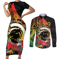 Vanuatu Boar Tusk Yumi Yumi Yumi Couples Matching Short Sleeve Bodycon Dress and Long Sleeve Button Shirt Independens Dei Long God Yumi Stanap