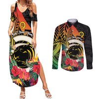 Vanuatu Boar Tusk Yumi Yumi Yumi Couples Matching Summer Maxi Dress and Long Sleeve Button Shirt Independens Dei Long God Yumi Stanap