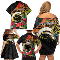 Vanuatu Boar Tusk Yumi Yumi Yumi Family Matching Off Shoulder Short Dress and Hawaiian Shirt Independens Dei Long God Yumi Stanap LT14 - Polynesian Pride