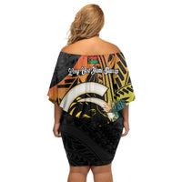 Vanuatu Boar Tusk Yumi Yumi Yumi Family Matching Off Shoulder Short Dress and Hawaiian Shirt Independens Dei Long God Yumi Stanap LT14 - Polynesian Pride