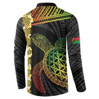 Vanuatu Sand Drawing Turtle Button Sweatshirt Happy Independence Day