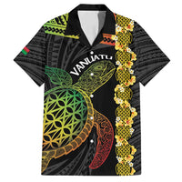Vanuatu Sand Drawing Turtle Family Matching Off Shoulder Short Dress and Hawaiian Shirt Happy Independence Day