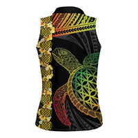 Vanuatu Sand Drawing Turtle Women Sleeveless Polo Shirt Happy Independence Day