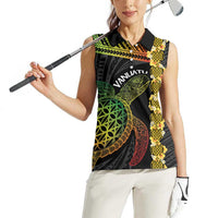 Vanuatu Sand Drawing Turtle Women Sleeveless Polo Shirt Happy Independence Day