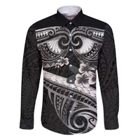 Black Polynesia Family Matching Mermaid Dress and Hawaiian Shirt Tribal Pattern Tropical Frangipani