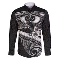 Black Polynesia Family Matching Puletasi and Hawaiian Shirt Tribal Pattern Tropical Frangipani