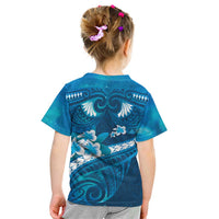 Blue Polynesia Kid T Shirt Tribal Pattern Tropical Frangipani