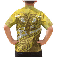Gold Polynesia Family Matching Mermaid Dress and Hawaiian Shirt Tribal Pattern Tropical Frangipani