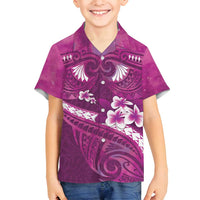 Pink Polynesia Family Matching Long Sleeve Bodycon Dress and Hawaiian Shirt Tribal Pattern Tropical Frangipani LT14 Son's Shirt Pink - Polynesian Pride